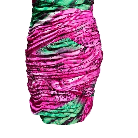 NWT Love Tease Strapless Dress, Gauzy Mixed Animal Print Over Lining, Size Small - Picture 3 of 6